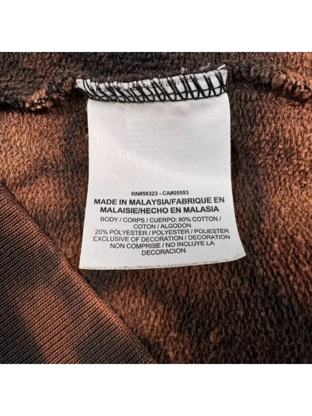Nike Sweatshirt Mens XL Custom Bleach Tie Dye Pullover Brown Y2K Grunge Logo